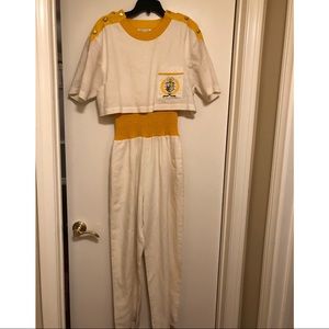 Vintage / Retro Linen and knit jumpsuit 70’s/80’s